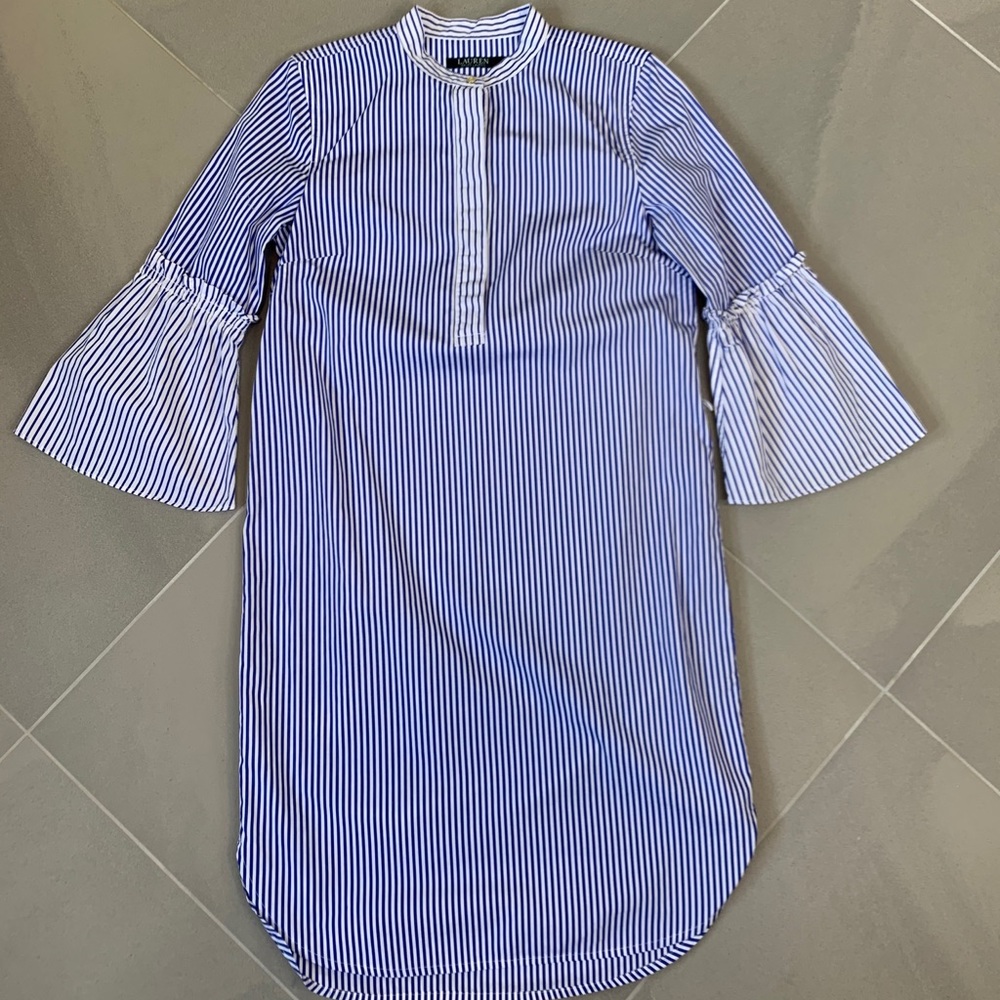 Ralph Lauren Bell Sleeve Bengal Shirtdress - Picture 8 of 12